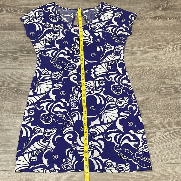 Lilly Pulitzer Pima Cotton T-shirt Dress Purple and White Shell XS - Picture 14 of 16